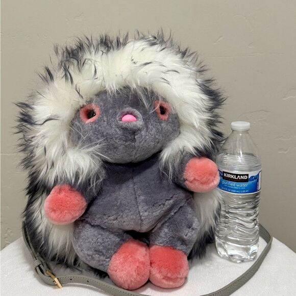 Cute Hedgehog Multi Use Bag/Real Shearling Crossbody/Backpack/Plushie/Pillow - Picture 1 of 16